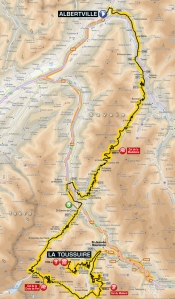 Route map of Stage 11 from Albertville to La Toussuire-Les Sybelles