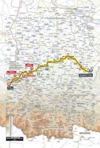 Route map for Stage 15 from Samatan to Pau