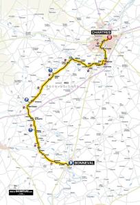 Route map for Stage 19 from Bonneval to Chartres