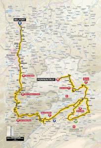 Route map for Stage 8 from Belfort to Porrentruy